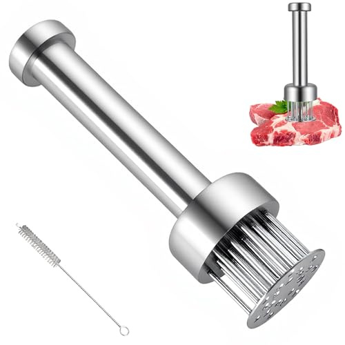 Stainless Steel Meat Tenderiser Tool, Needle Mallet, Kitchen Gadget | Meat Pounder Hammer, Kitchen Tool for Cooking Beef,Chicken Breasts,Steak,Pork, Meat Preparation, Kitchen Utensils with Brush