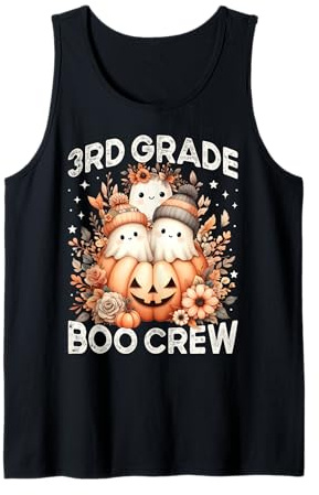3. Klasse Boo Crew Teacher Halloween Floral Ghost Kürbis Tank Top