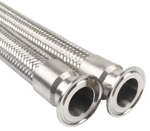 IAGWNNWY 1 Stück 304SS Flexibler Schlauchbalg – 1,5 Zoll und 2 Zoll Tri-Clamp, Hochtemperatur und Druck, Brauereischlauch, 50–200 cm Länge(70cmx25mmxK50.5mm)