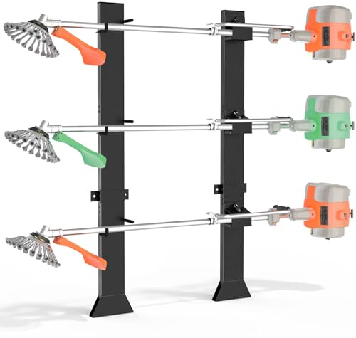 3 Place Weed Eater Rack for Trailer,Trimmer Racks for Open Trailers,Weedeater Rack Holder for Landscape Enclosed Trailer Truck Lawn Equipment Accessories w/Lock