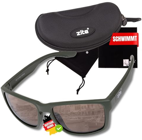 Zite Fishing Polarisationsbrille | Culo | Polbrille Angeln verspiegelt | UV400 & Schwimmfähig | Ultraleichte Angelbrille mit Hardcase & Tasche | Angelbrille polarisiert zum Angeln, Fishing Glasses