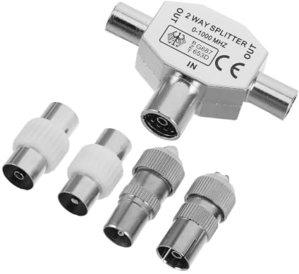 DEARMAMY -way Coaxial Splitter 1-female to 2-male Tv Antenna Distributor Coax Cable Adapter Made of Zinc Alloy and Pe Material Easy to Use and Space Saving for Tv Signal Transmission