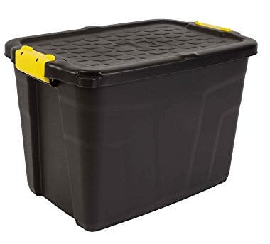 Strata Aufbewahrungsbox Hohe Belastbarkeit, 60 L, Plastik, schwarz/gelb, 60 x 40 x 40 cm
