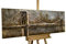 KunstLoft Wanddeko Holz rustikal | 100% HANDGEFERTIGT | 150x50x7cm | Holzbild 'Le Pont d'Or' | Skyline | Grau | Wandbild Holz