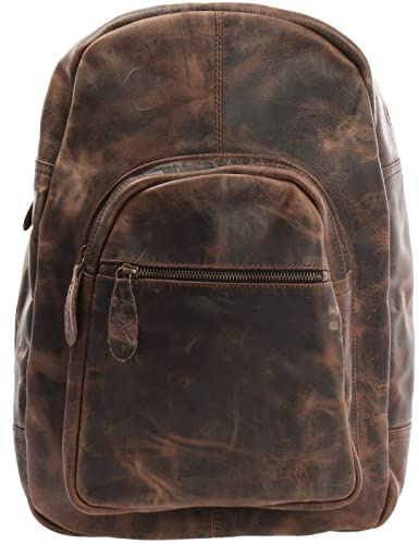 LECONI Rucksack retro Lederrucksack für Freizeit, Schule oder im Alltag Wanderrucksack Vintage-Look Freizeitrucksack für Damen & Herren Leder 32x45x18cm schlamm LE1017-wax