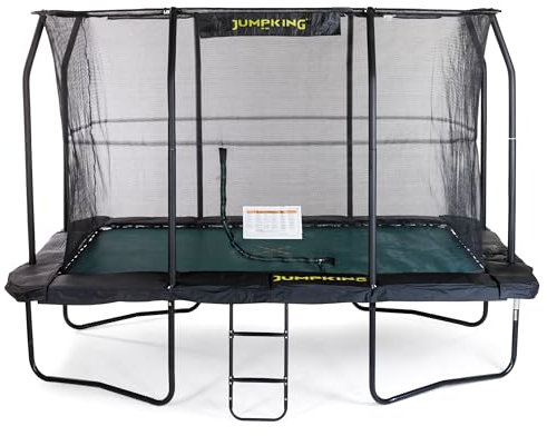 Jumpking 8ft x 12ft Rectangular Deluxe Trampoline With Safety Enclosure Net & Ladder ❘ Outdoor Garden Trampoline For Adults & Kids, Great For Fun & Exercise, Polyethylene Net