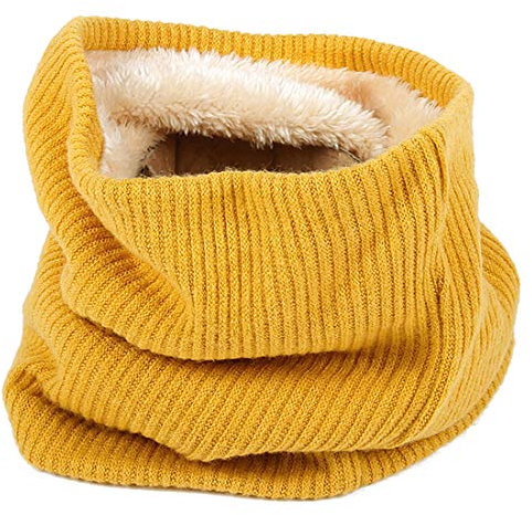 Cheerlife Winter Loop Schal Unisex Schlauchschal Rundschal Gestrickter Schal Warme verdickte Futter Schals Winterschal Nackenwärmer Halswärmer Gelb