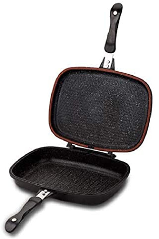 NAVA Grillpfanne Funtzio | 42 x 33 CM | Grill Pan mit Granitbeschichtung | Grillpfannen Doppelseitig Verschließbar | Steakpfanne Grill Pfanne | Antihaft | Toaster Sandwichmaker