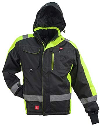 URG Warnjacke Warnschutzjacke Arbeitsjacke Winterjacke Gefüttert Schwarz (GL-8365) (L)