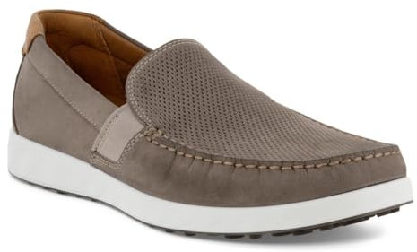 ECCO Men's S Lite MOC Driving Style Loafer, Warm Grey/Cognac Summer Perforated, 9/9.5 UK