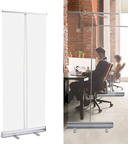 DYWOZDP Roll Up Eco Mit Alu-Kassette, Spuckschutz Transparente Folie, Spritzschutz Trennwand Abtrennwand, Hygiene- Und Hustenschutz,60×160cm