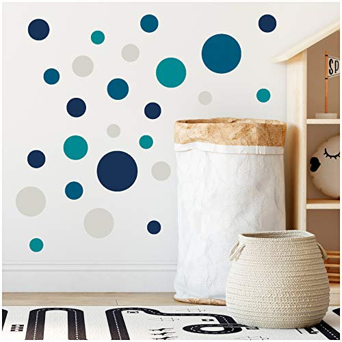 yabaduu 100 Klebepunkte Kreise Punkte Wandtattoo Kinderzimmer Schlafzimmer Babyzimmer Aufkleber Folie Deko Selbstklebend für Junge Mädchen Pastell (Y035-10 Petrol)