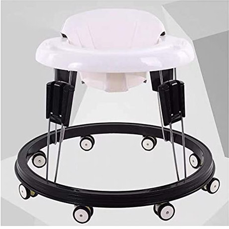 WLABCD Spiegel Spiegel Höhenverstellbare Baby Walker, Baby Walking Harness Mit Leicht Zu Reinigendem Tablett Und Universalrädern, Antirollover Folding Toddler Walker Für Baby 618Monate, Schwarz Mit M