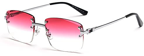 kachawoo Randlose Sonnenbrille Quadratische Farbverlauf Rahmenlose Brille Vintage Retro Brillen