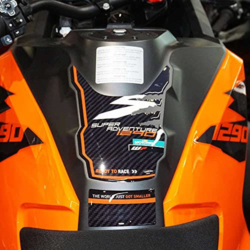 labelbike - Adesivi 3D Moto Paraserbatoio Decorazioni e Protezioni in Resina compatibile con KTM 1290 Super Adventure S 2021-2024 Colore Carbonio Arancione