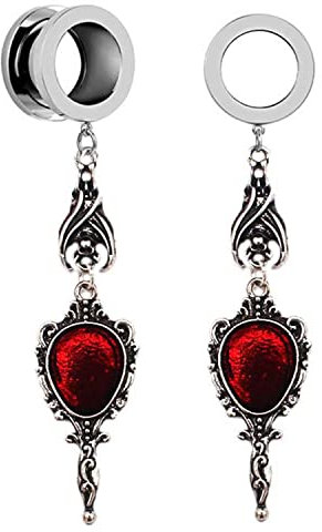 XINHE 2 Stück Edelstahl Ohr Piercing Körper Schmuck Ohrringe Ohr Stecker Tunnel Ohr Erweiterungen Ohr Reibahle Ohr Dilations Gothic Bat,D,12mm