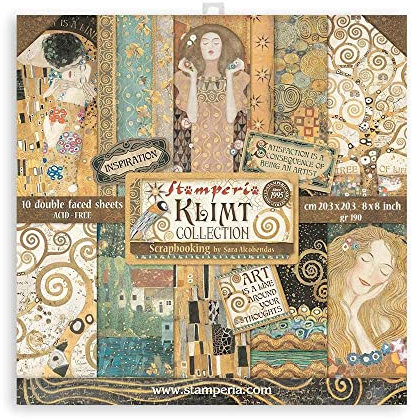 STAMPERIA INTERNATIONAL, KFT SBBS48 Scrapbooking Small Pad 10 Sheets cm, 3 (8X8) -Klimt, Various, 20,3x20,3 cm, 6