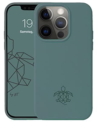 turtleandcase Silikonhülle für iPhone 13 Pro (6,1) - Silicone Case - Kostenloses Panzerglas - Hochwertiges Silikon mit Rundumschutz - Kratzfestes Mikrofaserfutter Schutzcase (Piniengrün)