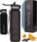 Hydracy Trinkflasche mit Strohhalm und Zeitmarkierung - 1L Wasserflasche - BPA-freie Trinkflasche - Auslaufsichere Sportflasche - Kondensationsfrei für Sport und Outdoor