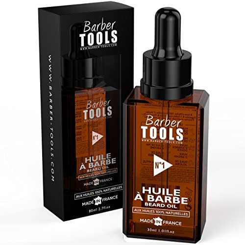 Huile Barbe | N°1 | aux huiles 100% naturelles - MADE IN FRANCE - Favorise la Pousse de la Barbe - À base d’Huile de RICIN, 7 Huiles Végétales & 3 huiles essentielles & Vitamine E - (30 ml)