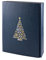 5x Wein Geschenkkarton Weihnachten, für 3 Flaschen, Blau & Gold, Weihnachtsbaum Motiv, hochwertige Leinenstruktur