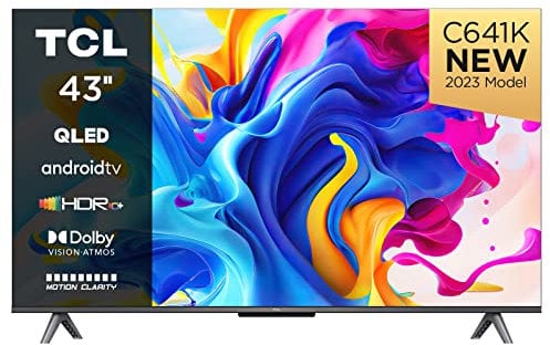 TCL 43C641K 43-inch QLED Television, 4K Ultra HD, Android Smart TV (Game Master, Dolby Atmos, Freeview Play, Motion clarity, Hands-Free Voice Control, compatible with Google assistant & Alexa)