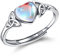 Adramata Ring Silber 925 Damen Mondstein Ring 18 Karat Vergoldeter Offener Ringe Frauen Verstellbarer Fingerring Glänzender Daumenring Ovaler/Runder/Herz Ring Silber Ring für Damen