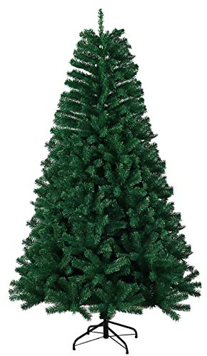 SHAVINGFUN Christmas Tree,6FT Artificial Christmas Tree Hinged Spruce Xmas Tree with 1200 Tips and Metal Stand,Easy Assembly,Indoor Xmas Full Tree for Office Home Store Party Holiday Christmas Decor