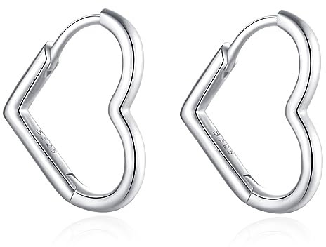 Jrêveinfini Herz Ohrringe Creolen Silber 925 Damen Mädchen Kinder, Herz Creolen Silber 925, Modeschmuck Ohrringe Nickelfrei Damen, Weihnachten Geschenk für Frauen Mädchen Mama