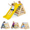 GOPLUS Triangle d’Escalade Montessori Enfants avec Filet à Grimper, Planche et Échelle,Pierres avec Toboggan, Charge 50KG,Aire de Jeux Intérieur pour Bébé 1 an+ (Multicolore)