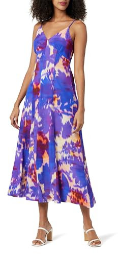 The Drop Isa V-Neck Maxi Dress Vestidos, Violet Watercolor Print, XL