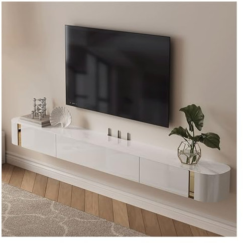 TV Schrank Hängend Luxuriöser moderner TV-Ständer, Entertainment-Center mit 2 Schubladen und Regalen, Medienkonsolentisch mit großem Fassungsvermögen, TV-Schrank mit Stauraum for das Wohnzimmer TV Boa