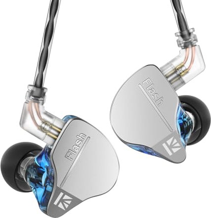 keephifi KBEAR Flash 1BA+1DD IEM Gaming ecouteurs Filaire Écouteurs HiFi in Ear Monitor, écouteurs Intra auriculaire Filaire Couvercle CNC, ecouteur Gaming câble détachable(Bleu, sans Micro)