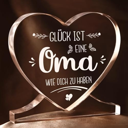 Juratar Geschenk für Oma, Herzförmige Acrylornamente Dekoration Oma Geschenk, Personalisierte Geschenk Oma Geburtstag, Großmutter Geschenk