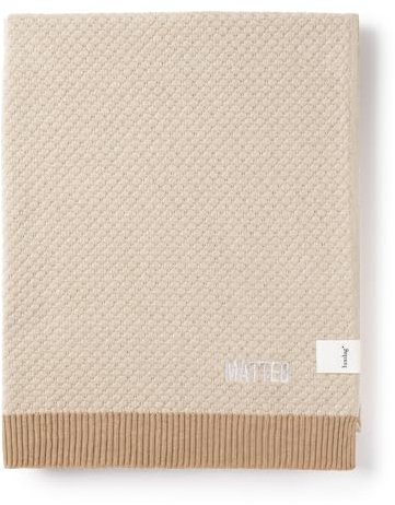 personalisierbare Babydecke mit Namen (Farbe & Stickerei wählbar) - Strickdecke für Babys - 104x104 cm - 100% Baumwolle - Groß, kuschelig & atmungsaktiv - Geschenk zur Geburt