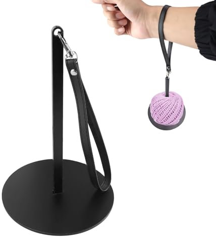 FINELYCR Acryl Garnhalter, Wollhalter mit Handschlaufe, Wollknäuelhalter, 360° Drehbar Tragbar Wollabwickler, Verhindert Garnverheddern, Geschenk für Bastelliebhaber