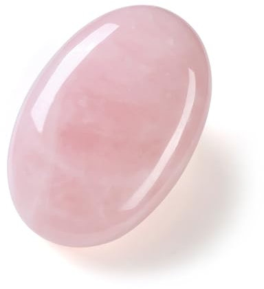 CrystalTears Rose Quartz Crystal Stone 2.4” Large Polished Pocket Palm Healing Crystals Gemstone Natural Oval Worry Stone for Anxiety Stress Relief Meditation Reiki Healing Crystal Gifts