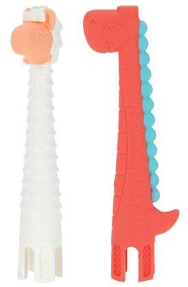 Nuby Tube Teether - (2-Pack) Baby Teething Toy - 3+ Months - Llama and Dinosaur