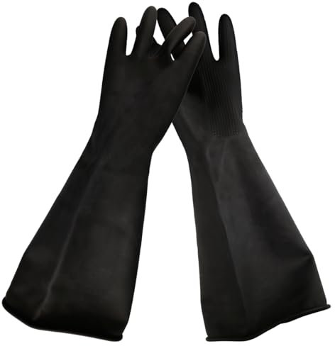 Vanyibro 2PCS Heavy Duty Latex Gloves,Chemical Resistant Protective Gloves for Industrial Safety (45cm)