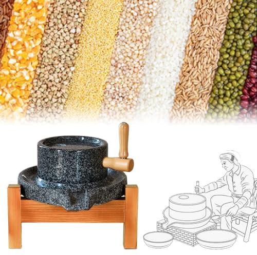 getreidemühle Handkurbel Getreidemühle Steinmühle Maschine, Mahlen nass Sojamilch/Sojabohnen/Mungobohnen/getrocknete Chili, Handmade Granit Steinmühle Mühle für Mehl ( Color : B , Size : 20x30cm/7.9x1
