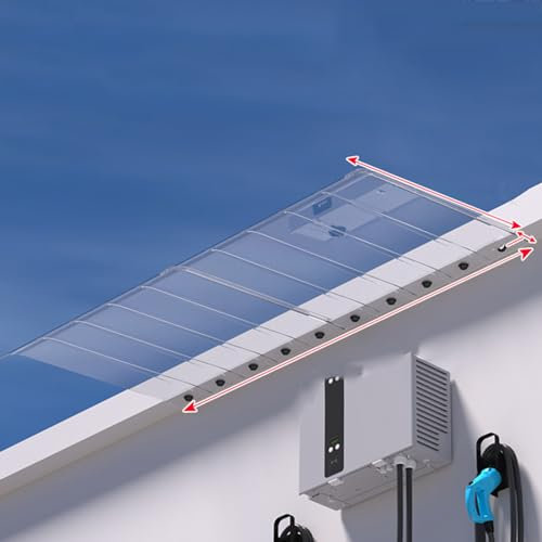 Pultvordach Markise Fenster Polycarbonat Türdach für Draußen Unsichtbar Überdachung Flachmontage unter der Traufe Pavillion Türvordach Sonnenschutz Regenschutz Beständiger (50 x 470 cm,Transparent)