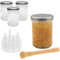 Fermentieren Starter Set 4x Fermentierglas 435 ml mit Deckel PVC frei, Fermentiergitter, Holzstampfer und Etiketten
