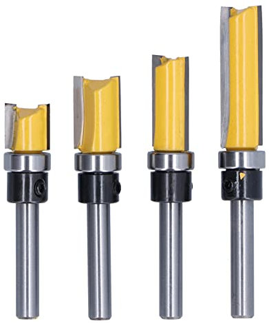 Profiled Bearing Flush Trim Bit Trim Hinge Router Bit Tungsten Steel,Two Blades Set 1 / 2in Cutting Width with Smooth Cutting for Woodworking Laminate Acrylic