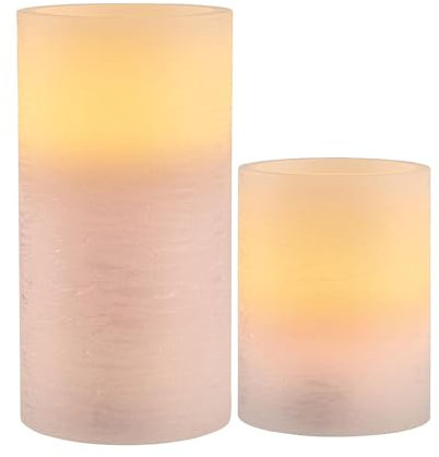 NCC-Licht Lot de 2 bougies LED en cire Cosy Lilac Lilas blanc chaud pour 3 piles AAA avec interrupteur