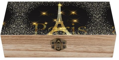 Cmagnifico Quadratische Holzkiste, Paris Eiffelturm Frankreich Holz Aufbewahrungsbox Dekorative Home Holzkiste für Sammlerstücke