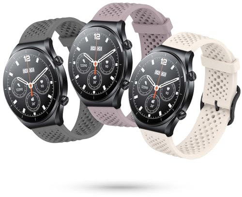 CHULN 3 Piezas Correa para Xiaomi Mi Watch S1 Pro/Active/S2/S3/2 Pro, 22mm Ajustable Impermeable Pulseras de Silicona