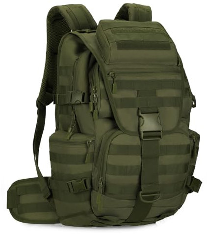 HUNTVP 50L Taktischer Rucksack Militar Wanderrucksack MOLLE Trekkingrucksack Tactical Daypack Tagesrucksack Kampfrucksack für Outdoor Wandern Trekking Camping, Grün