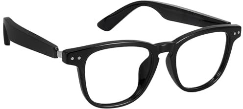 Smart Glasses, Bluetooth Glasses for Men Women with Speakers, Anti-Blue Light Filter&Polarized Clip-on Sunglasses, 13Min Fast Charge Bluetooth Headphones Glasses Compatible for iPhone Android (Black)