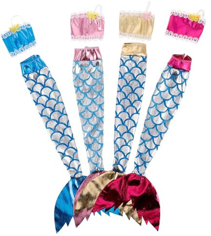 VICASKY Meerjungfrauenflosse Damen Schwimmflossen Kinder Meerjungfrau Flosse Mädchen Monoflosse Kostüm Schwimmen Camper Puppe Girl 4 Sätze Meerjungfrauenrock Bikini Mächen-Puppen-Bikini Feenkleid