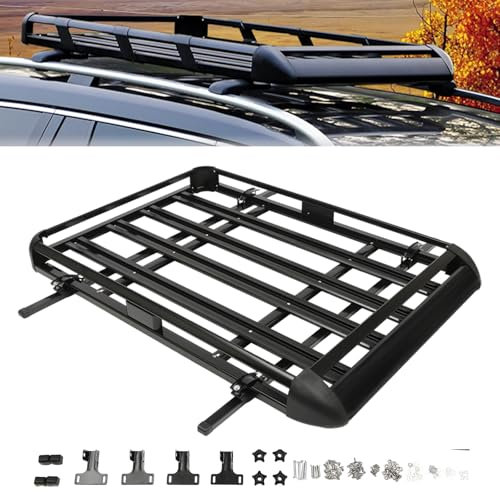 VonVVer Portaequipajes cesta 140/160 cm – Soporte para techo de coche, cesta de aluminio, portaequipajes portaequipajes hasta 150 kg, universal, color negro (160 x 100 cm)